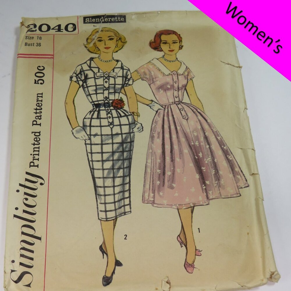 simplicity 2040 one piece dress two styles of skirt a line / slim